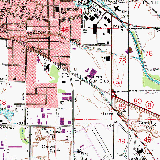 Topographic Map of Salem Gun Club, OR