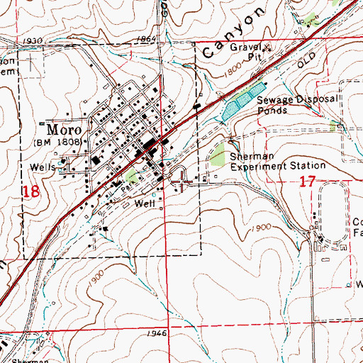 Topographic Map of Sherman Experiment Station, OR