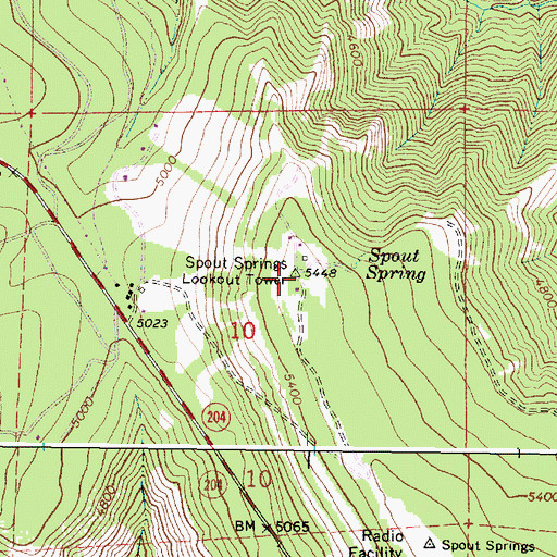 Topographic Map of Spout Springs Lookout Tower, OR