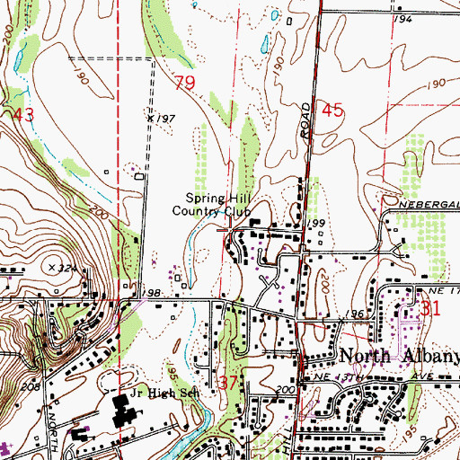 Topographic Map of Spring Hill Country Club, OR
