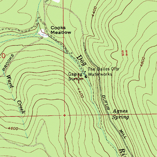Topographic Map of The Dalles City Waterworks, OR