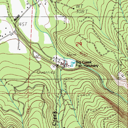 Topographic Map of Tillusqua Fish Hatchery, OR