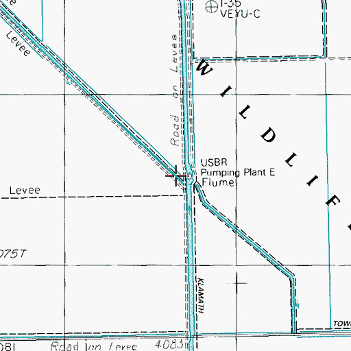 Topographic Map of United States Bureau of Reclamation Pumping Plant E, OR