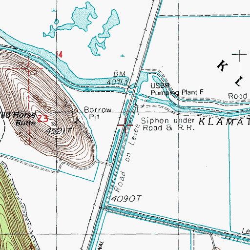 Topographic Map of United States Bureau of Reclamation Pumping Plant F, OR