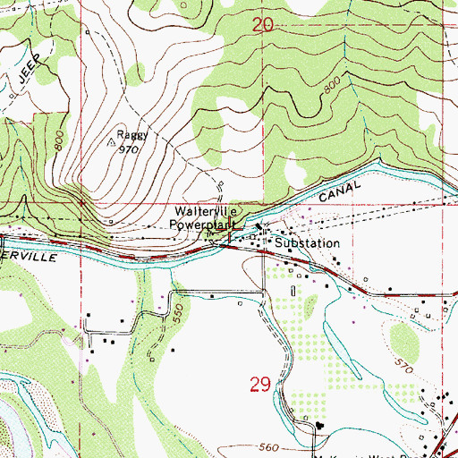 Topographic Map of Walterville Powerplant, OR