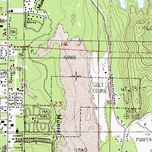 Topographic Map of Ocean Dunes Golf Links, OR