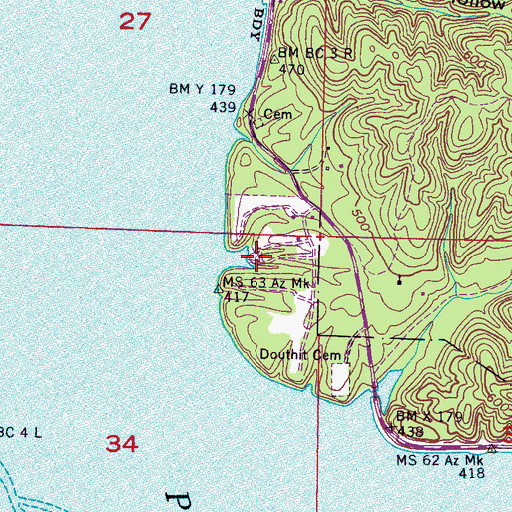 Topographic Map of Colbert County Park, AL