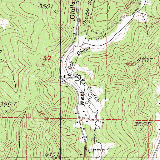 Topographic Map of Olalla Valley Golf Course, OR