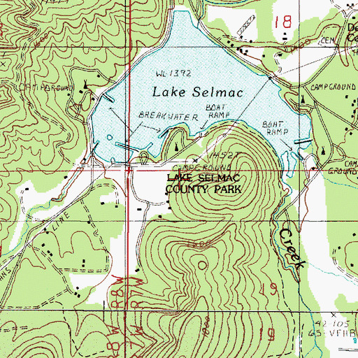 Topographic Map of Lake Selmac County Park, OR