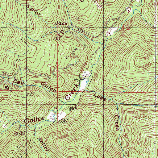Topographic Map of Lake Creek, OR