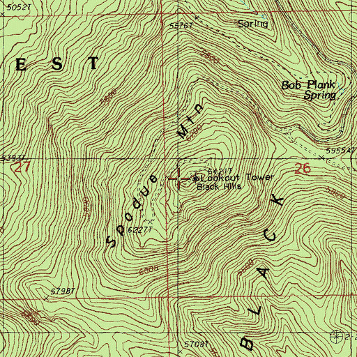 Topographic Map of Black Hills Lookout, OR