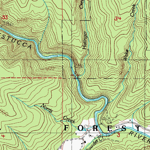 Topographic Map of Hatinger Creek, OR
