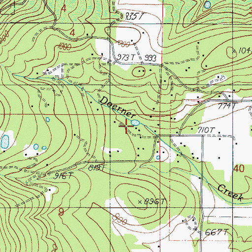 Topographic Map of Doerner Creek Reservoir, OR