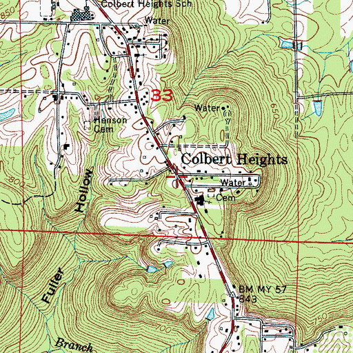 Topographic Map of Colbert Heights, AL