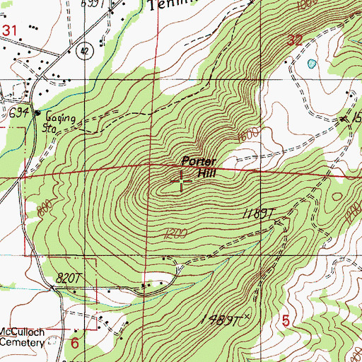 Topographic Map of Porter Hill, OR