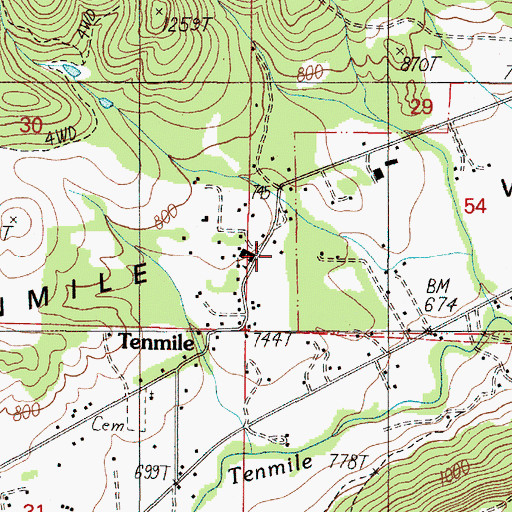 Topographic Map of Tenmile Valley, OR