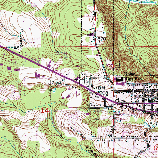 Topographic Map of Fir Hill Cemetery, OR