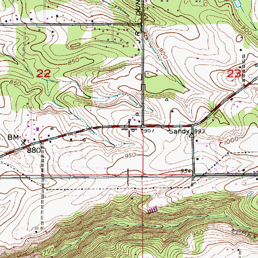 Topographic Map of Sandy Ridge (historical), OR