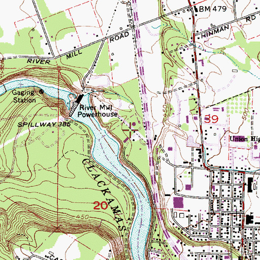 Topographic Map of River Mill (historical), OR