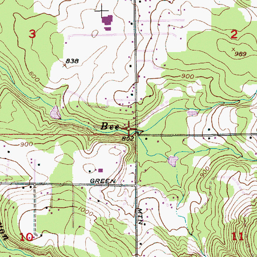 Topographic Map of South Fork Bee Creek, OR