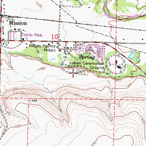 Topographic Map of Agency Indian Cemetery, OR