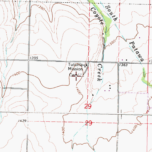Topographic Map of Tutuilla Presbyterian Indian Mission Cemetery, OR
