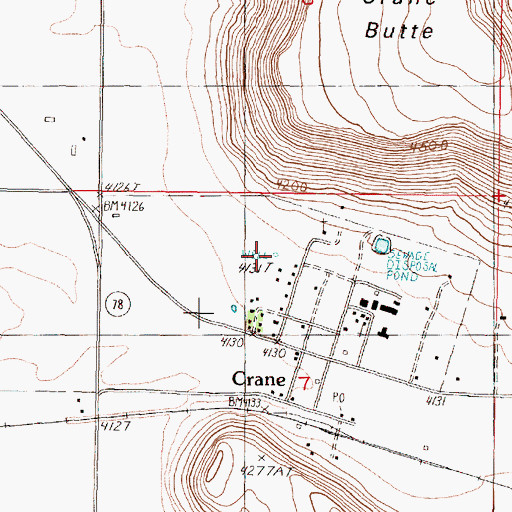 Topographic Map of Crane Wells, OR