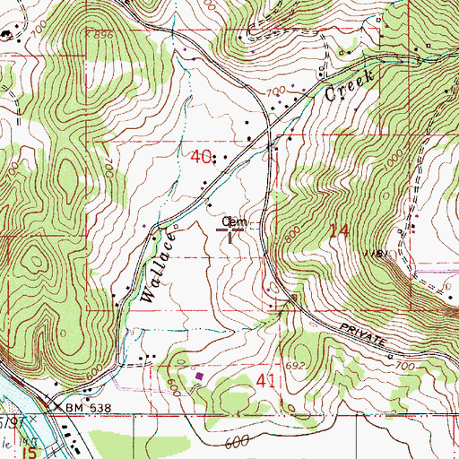 Topographic Map of Jasper - Wallace Cemetery, OR