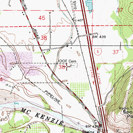 Topographic Map of Coburg IOOF Cemetery, OR