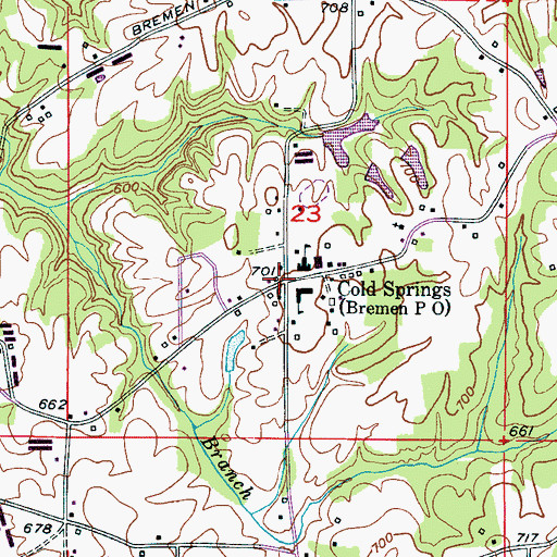 Topographic Map of Cold Springs, AL