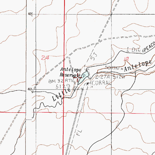 Topographic Map of Antelope Reservoir, OR
