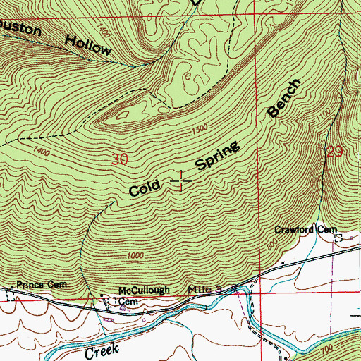 Topographic Map of Cold Spring Bench, AL