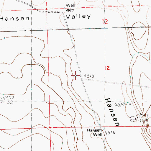 Topographic Map of Hansen Valley, OR