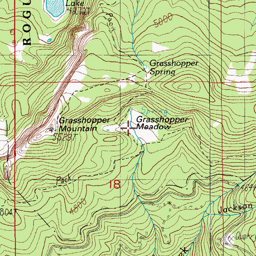 Topographic Map of Grasshopper Meadow, OR