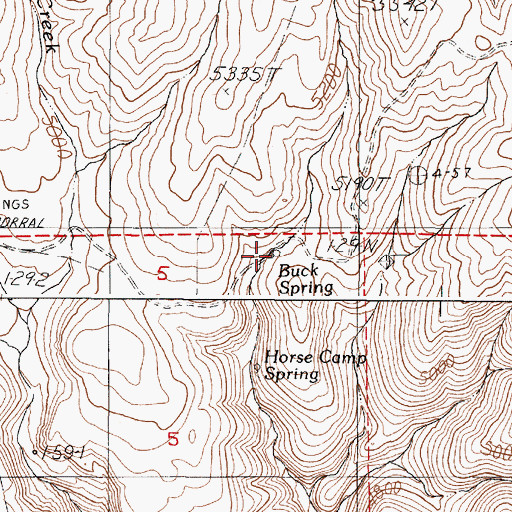 Topographic Map of Buck Spring, OR