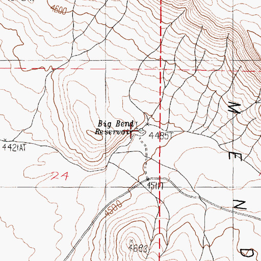 Topographic Map of Big Bend Reservoir, OR