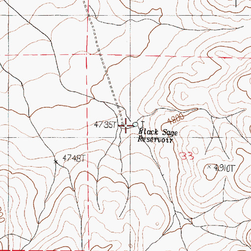 Topographic Map of Black Sage Reservoir, OR