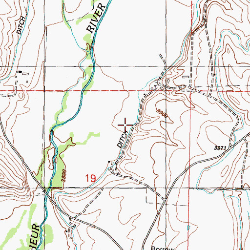 Topographic Map of Johnson Ditch, OR