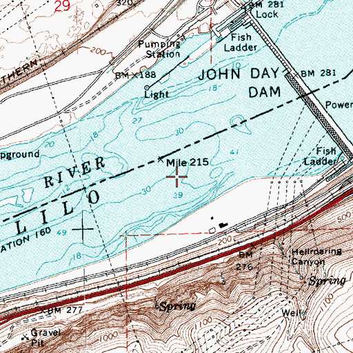 Topographic Map of Schofield Rapids (historical), OR