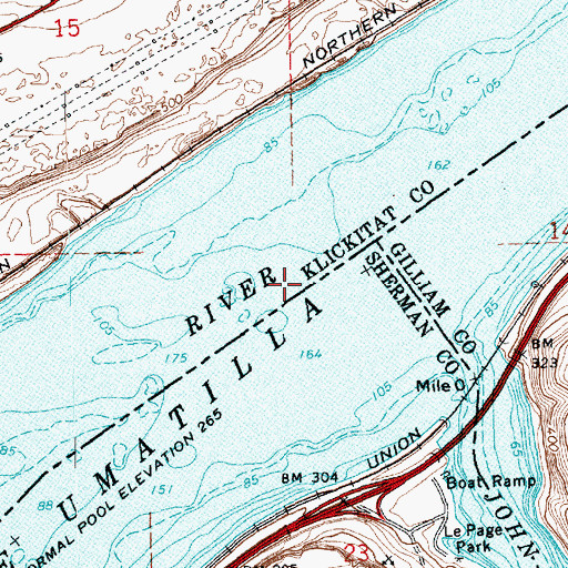 Topographic Map of Upper John Day Rapids (historical), OR