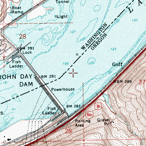 Topographic Map of Lower John Day Rapids (historical), OR