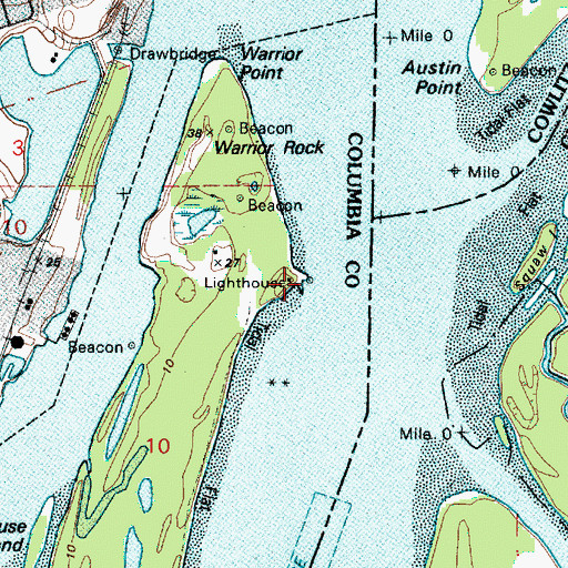 Topographic Map of Warrior Rock Light, OR