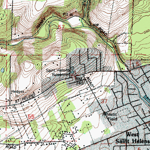 Topographic Map of Columbia Heights, OR
