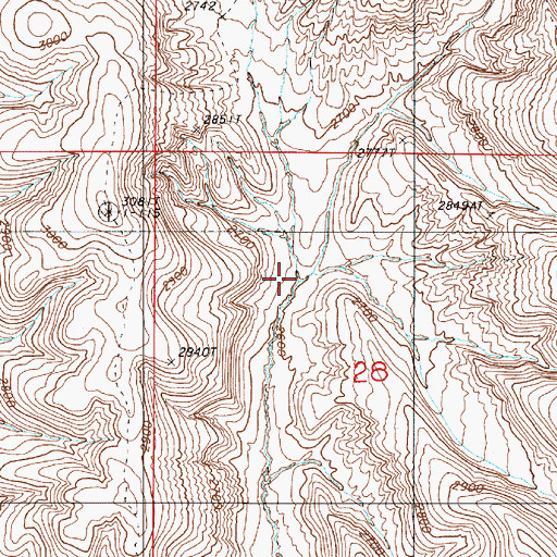 Topographic Map of Three Forks Reservoir, OR