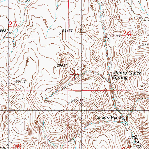 Topographic Map of Henry Gulch Reservoir, OR