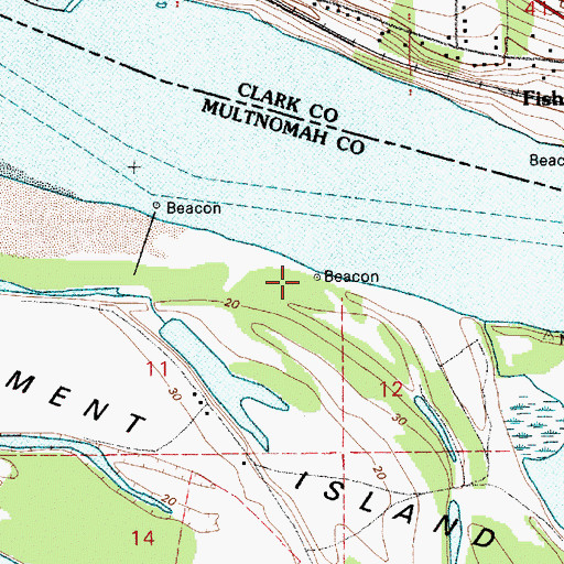 Topographic Map of Woods Bar Light, OR