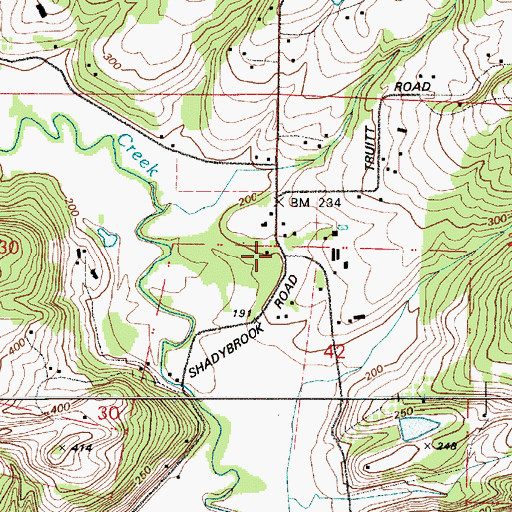 Topographic Map of Shadybrook (historical), OR