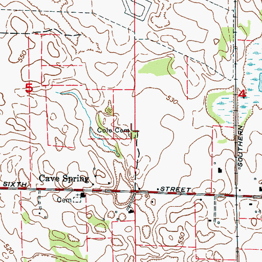 Topographic Map of Cole Cemetery, AL
