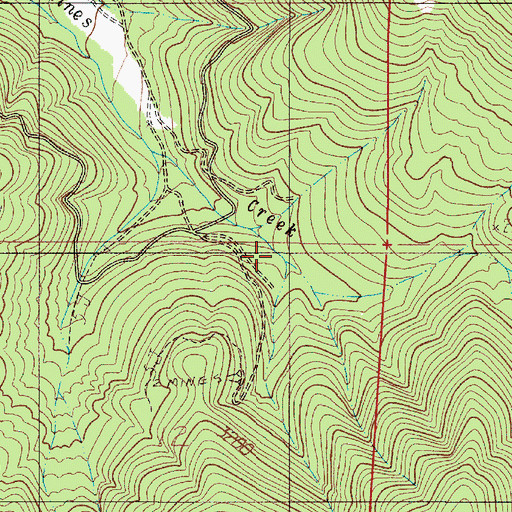 Topographic Map of South Fork Quines Creek, OR
