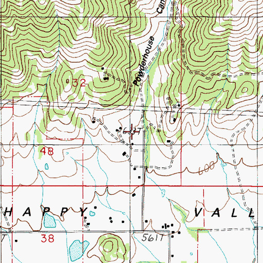 Topographic Map of Powderhouse Canyon, OR
